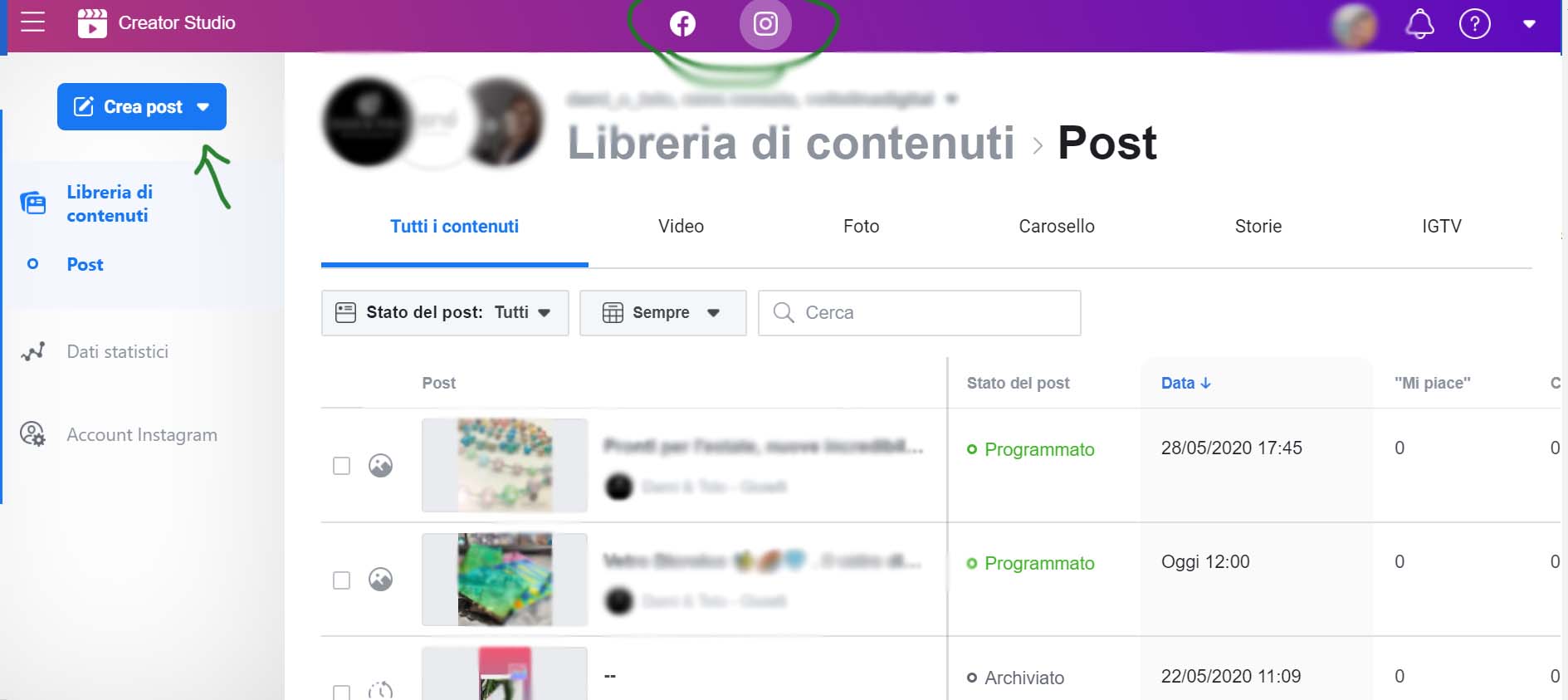 creator_studio_instagram programmare post su instagram creator studio